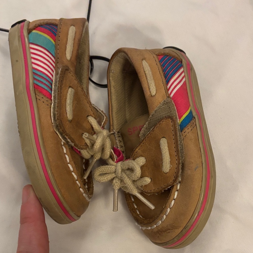 Sperry Kids Tan Leather Moccasins with Cream Rope Laces - Picture 5 of 7
